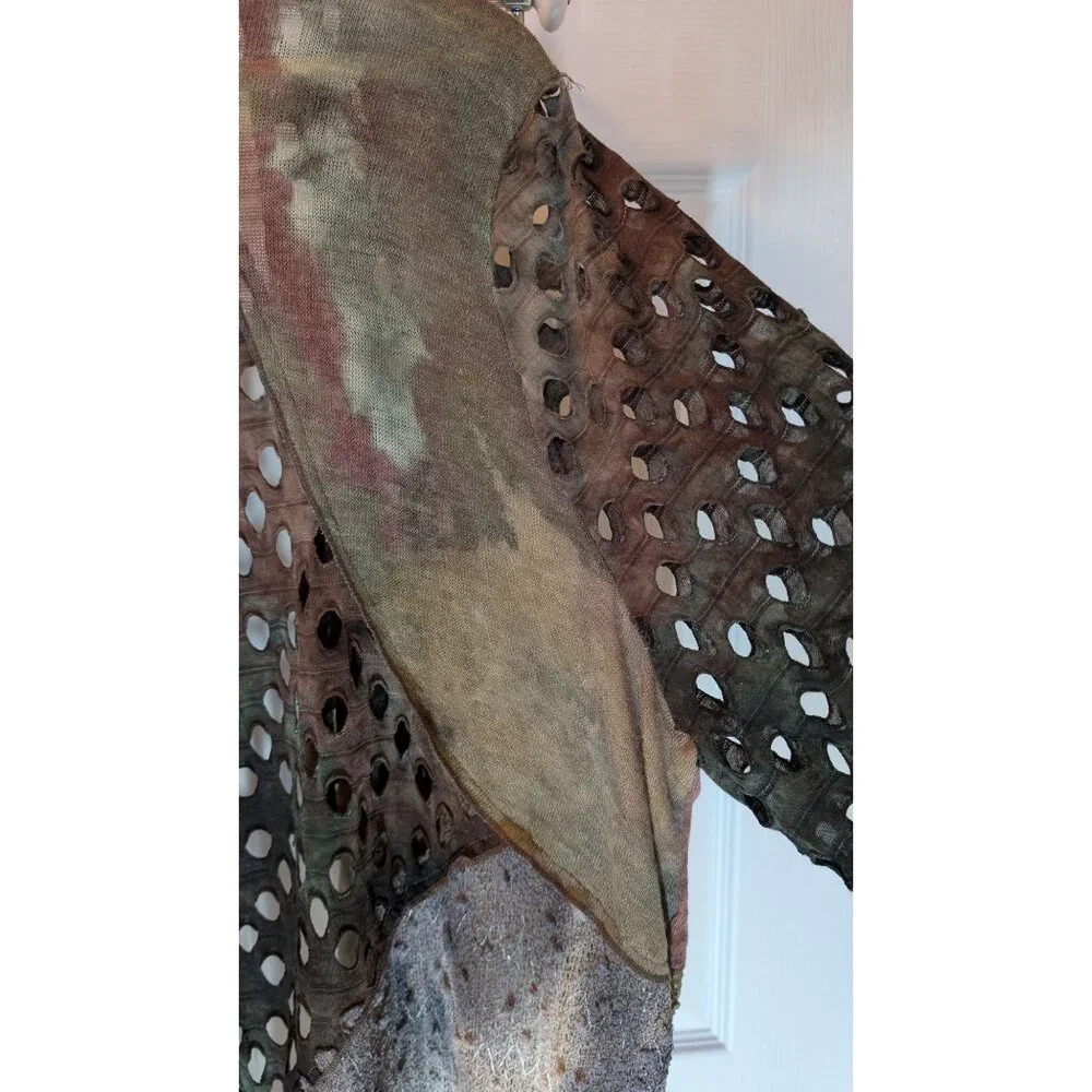 Adore Mesh Knit Cardigan Womens Large Art to Wear Statement Cutout Tie-Dye - Picture 8 of 9